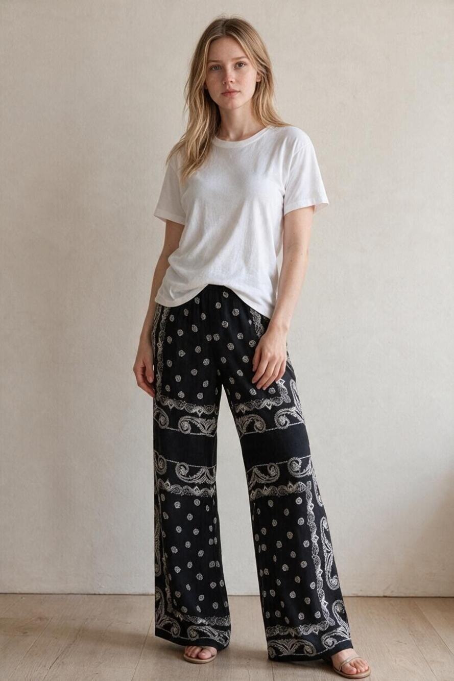 J Crew Womens Cosmo Pants Bandana Print Size XL Wide Leg  Navy Blue NEW  Flowy